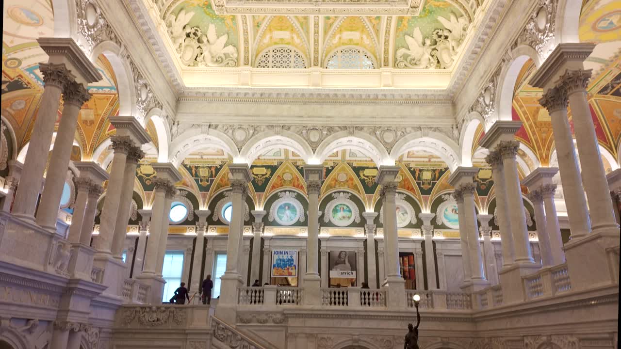 华盛顿特区国会图书馆大厅天花板视频下载