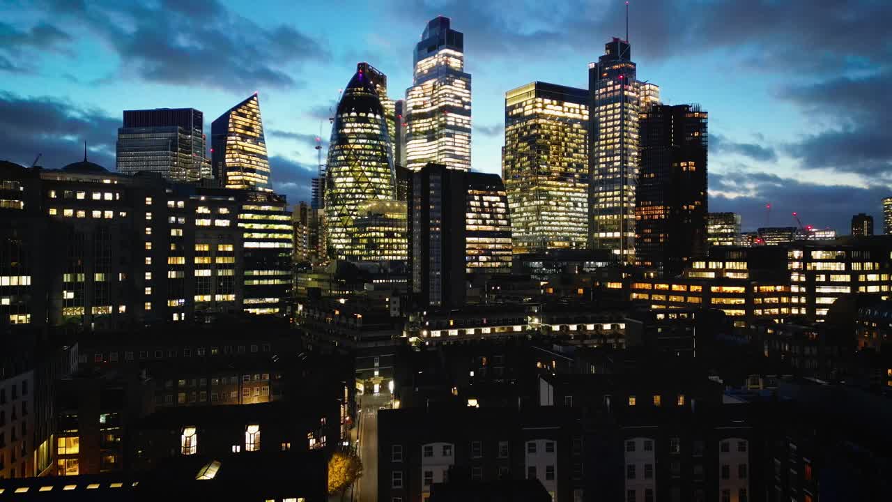 伦敦金融区鸟瞰图视频下载