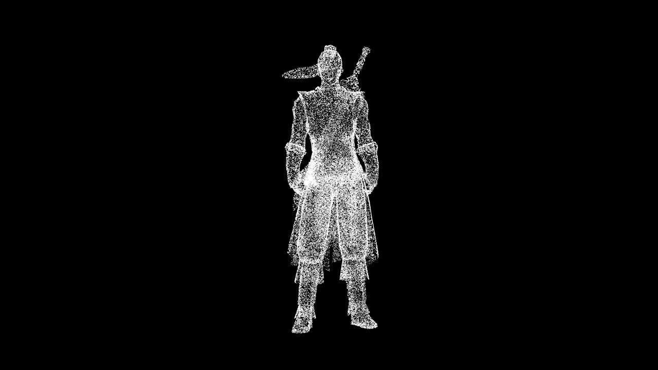 3D武士在黑色背景上旋转。战士和荣誉的概念。东方战士。商业广告背景。用于标题，文本，演示。3d动画60 FPS。视频下载