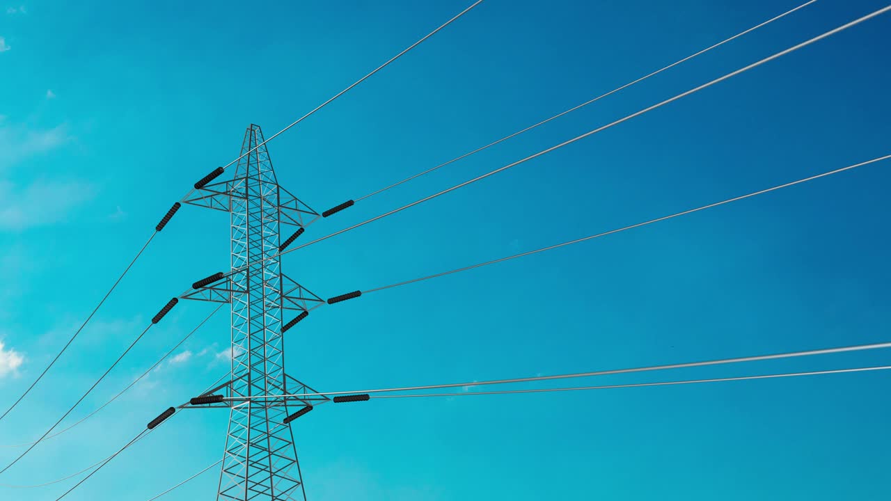 电力和电力运输使用塔架视频素材