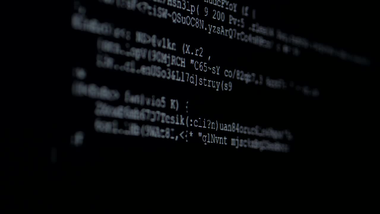 程序代码。源代码在监视器屏幕上。Web开发。计算机编程代码卷轴。视频素材