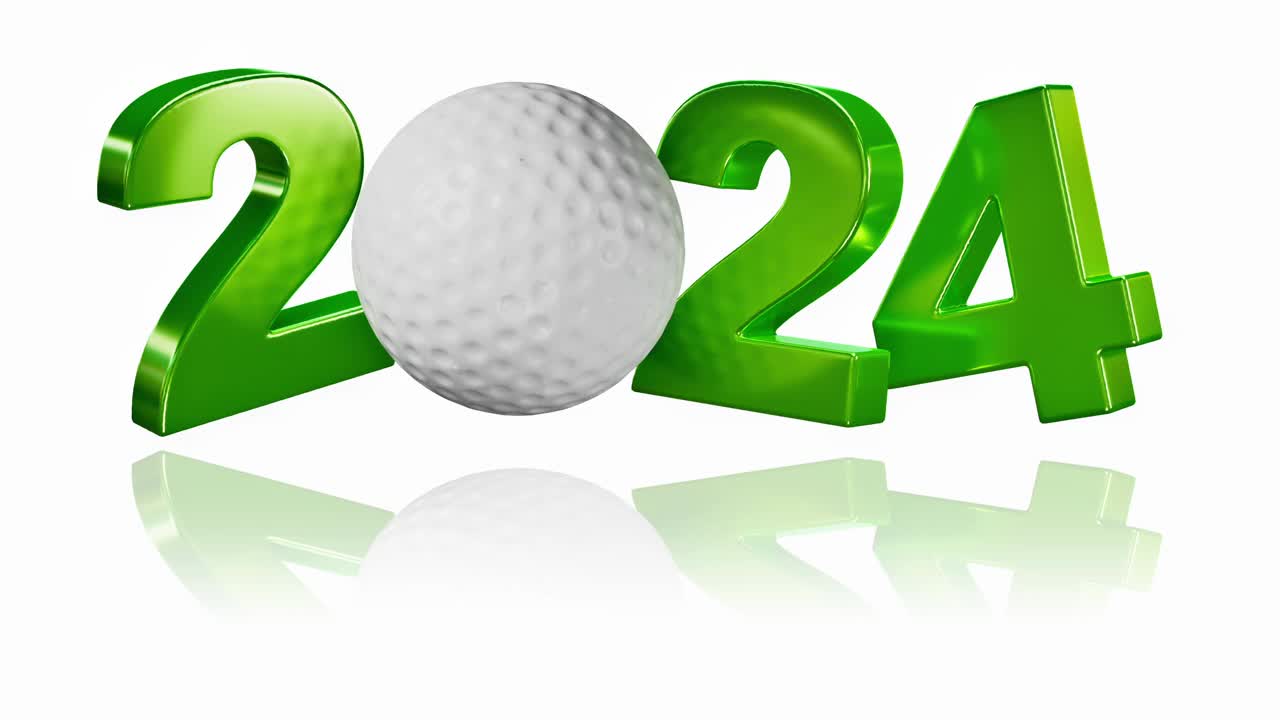 高尔夫球2024设计在无限旋转在白色视频素材