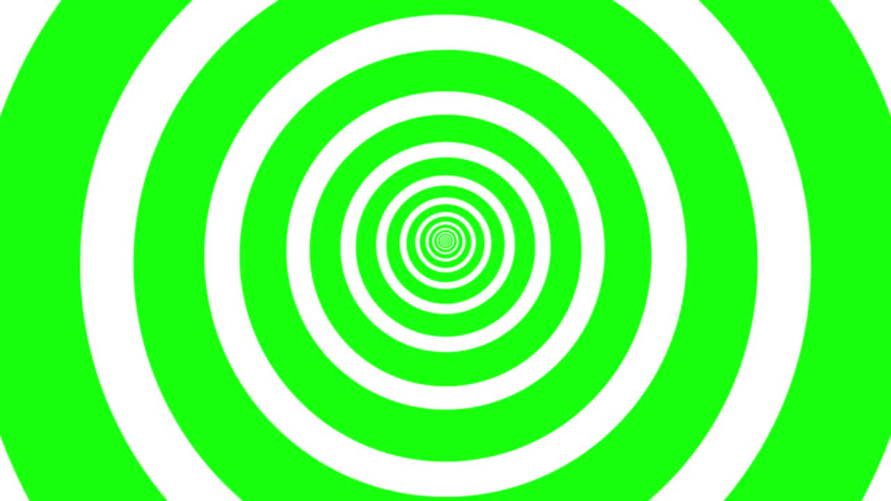 数字生成重复白色抽象混乱和催眠同心圆在孤立的绿色屏幕背景上移动视频素材