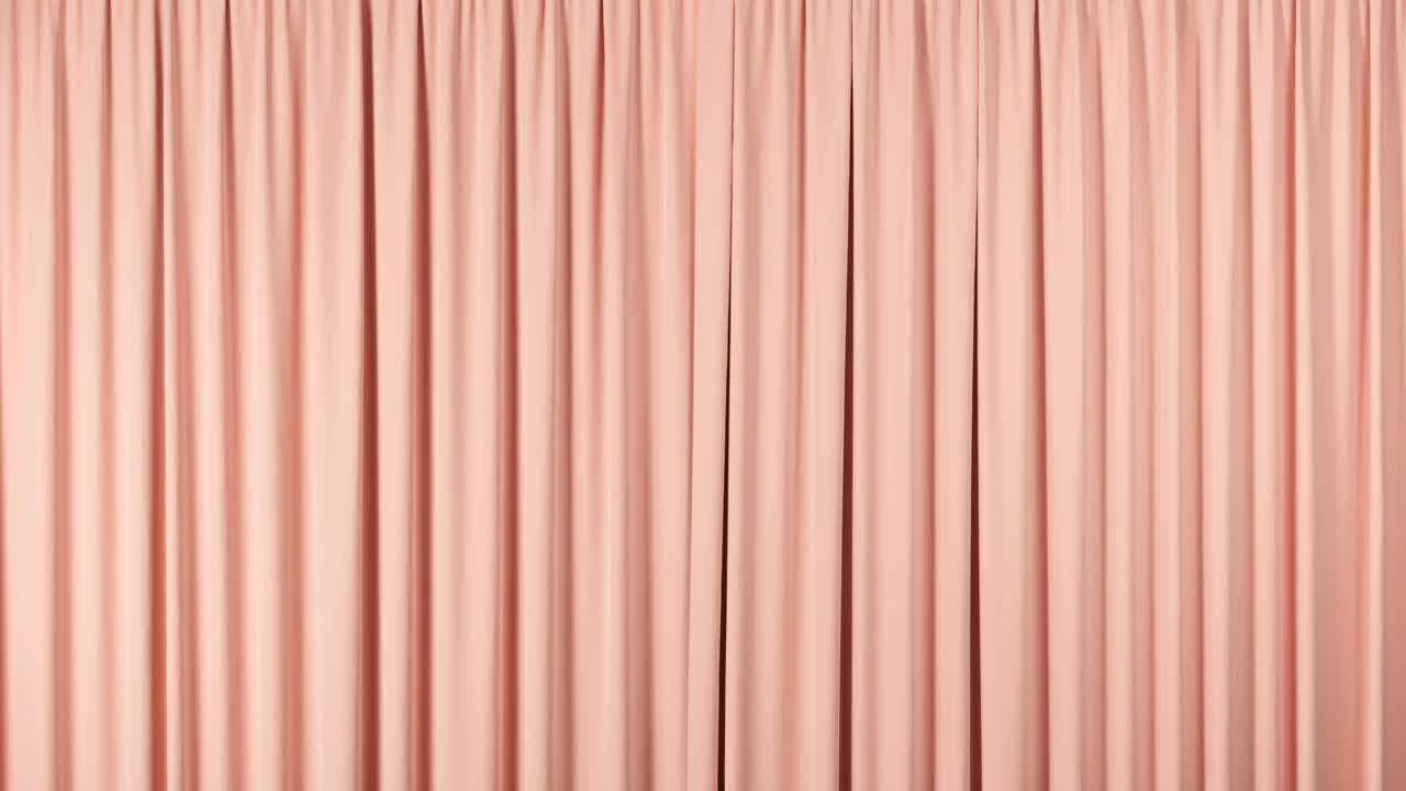粉色天鹅绒剧院窗帘在运动。用绿色色度键打开和关闭窗帘视频下载