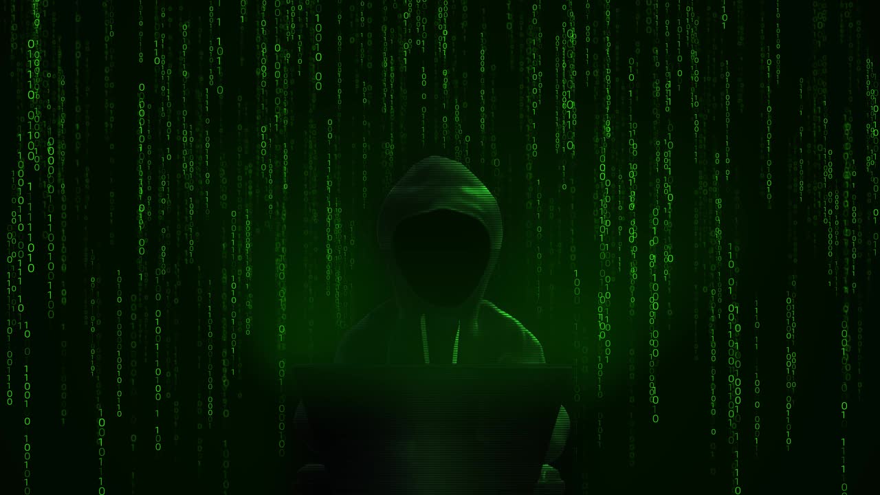 3D匿名计算机黑客攻击互联网黑客恶意软件的概念。黑客抽象笔记本电脑视频下载
