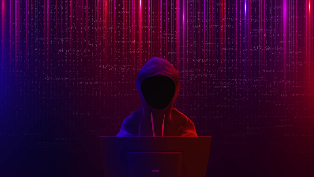 网络安全漏洞黑客编码恶意软件。带罩电脑网络私人数据安全服务器视频下载