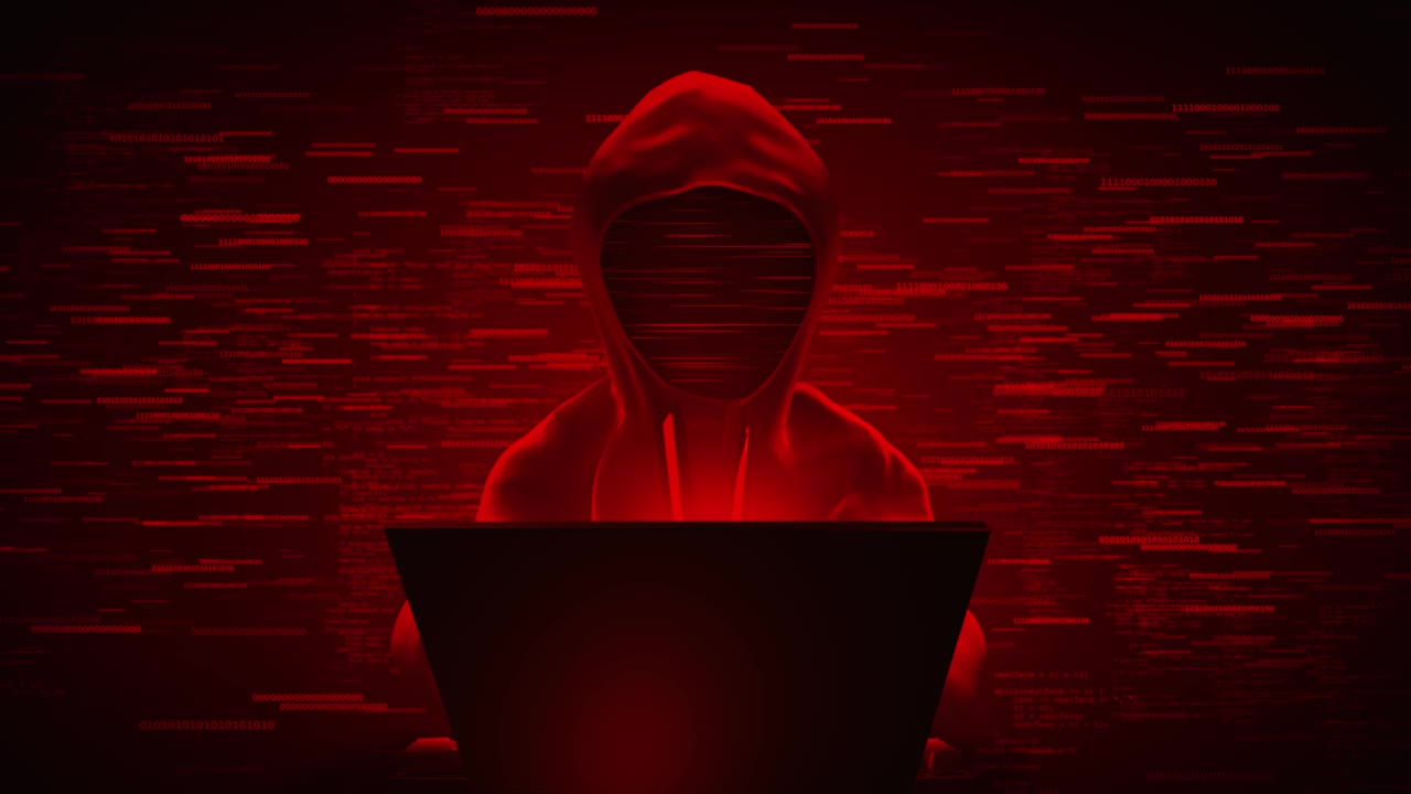 4K黑客在连帽衫欺诈和加密货币比特币的概念。网络安全数据保护社交网络视频下载