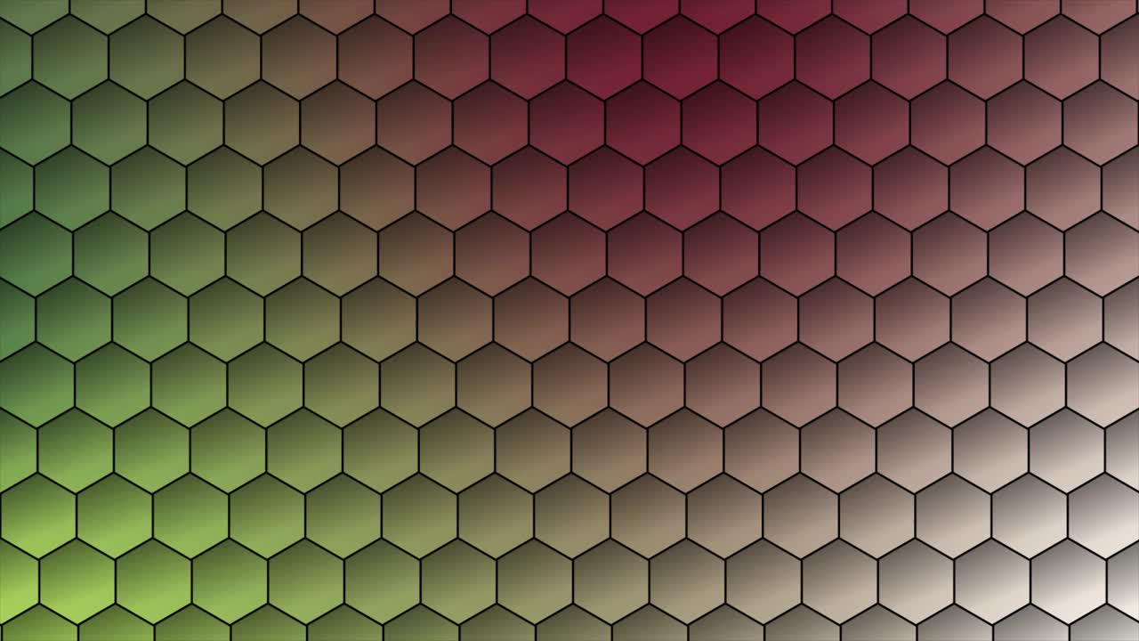 未来的红色和绿色表面六边形瓷砖。时尚的简单和最小的几何循环六边形的背景视频下载