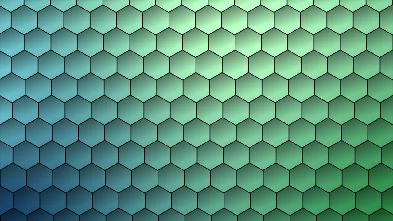 未来的蓝色和绿色表面六边形瓷砖。时尚的简单和最小的几何循环六边形的背景视频下载