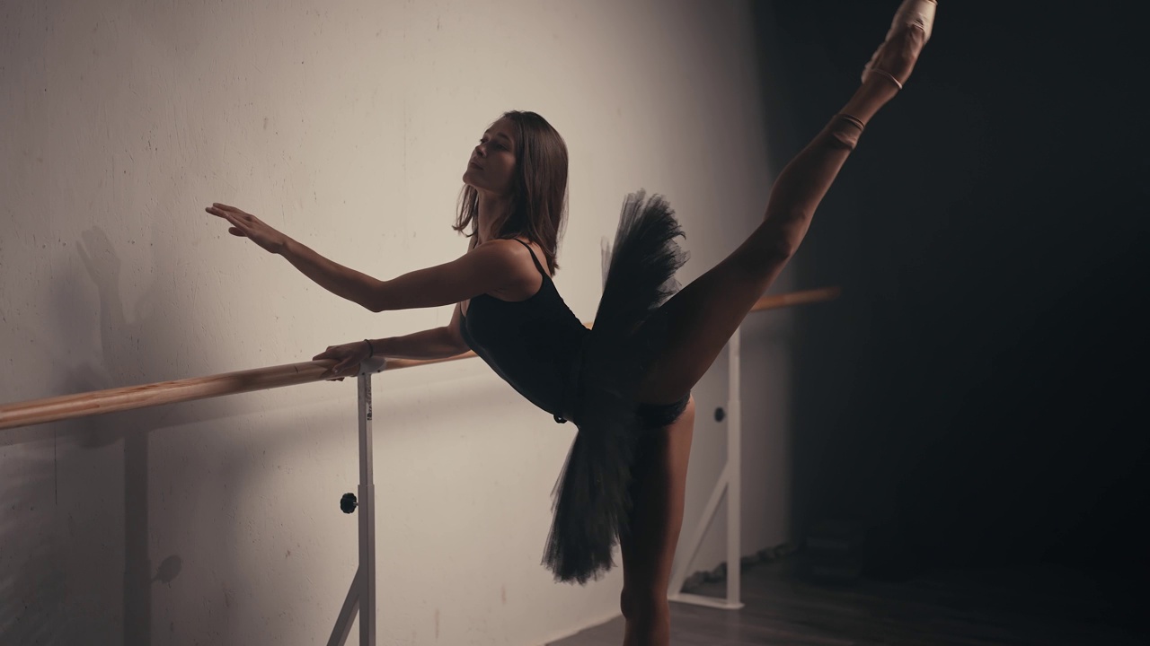 芭蕾舞演员在杠边训练视频下载