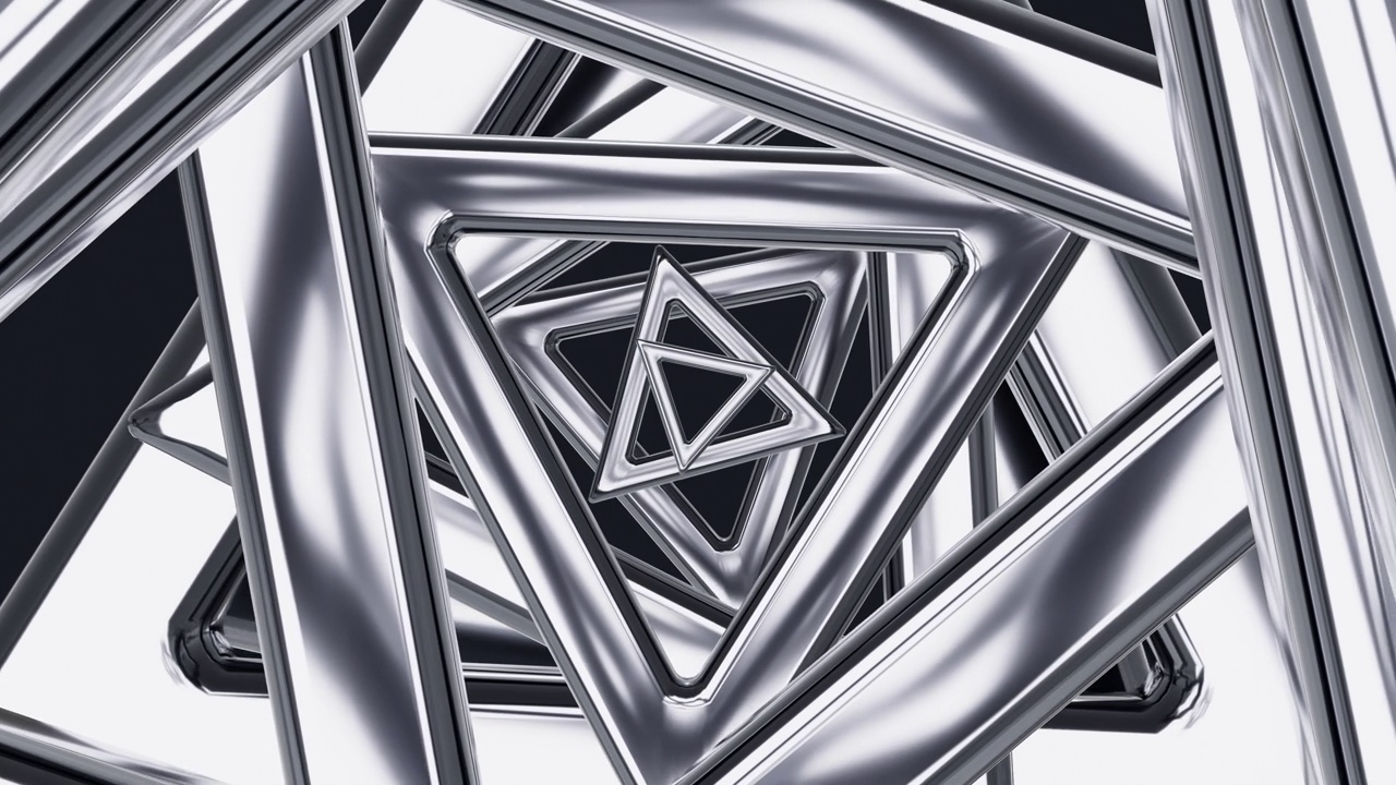 抽象金属几何，金属隧道，3d渲染。视频下载
