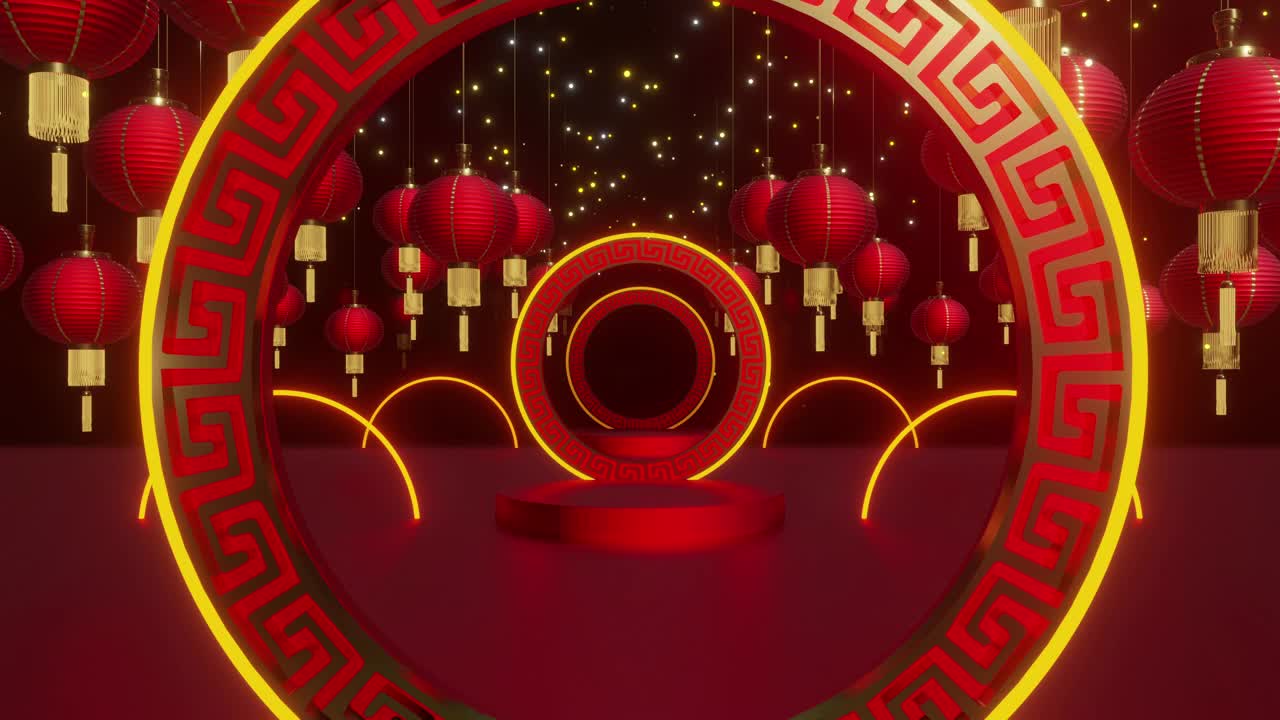 中国新年彩灯背景视频下载
