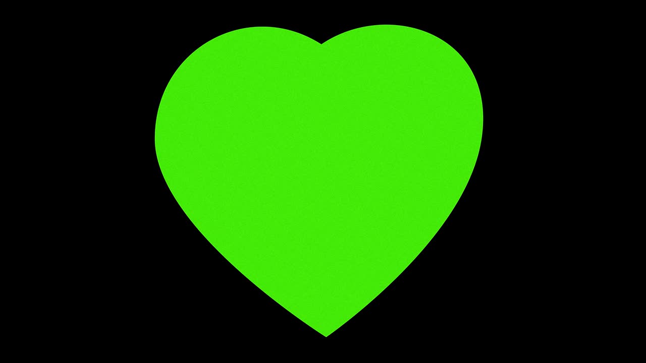 视觉效果燃烧的火焰爱的心从爱破碎的绿色铬键背景。视频4k，动态设计视频下载