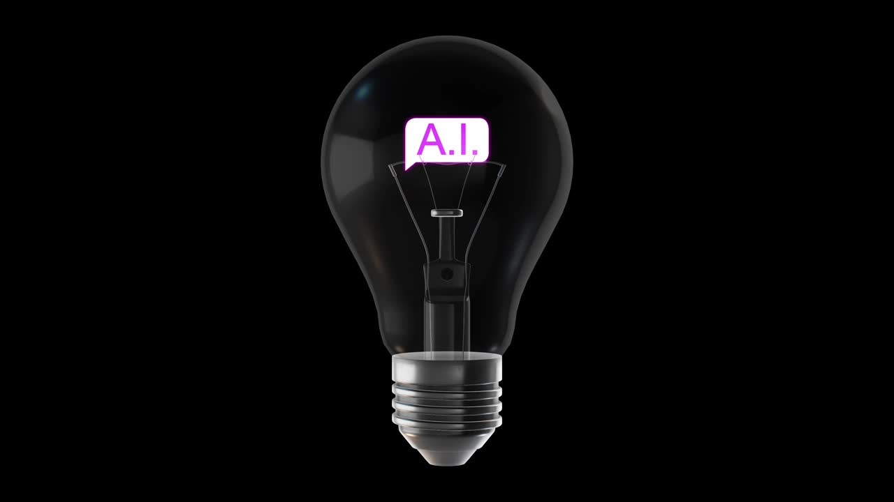 人工智能照明，聊天机器人概念在一个发光的灯泡可循环视频视频下载