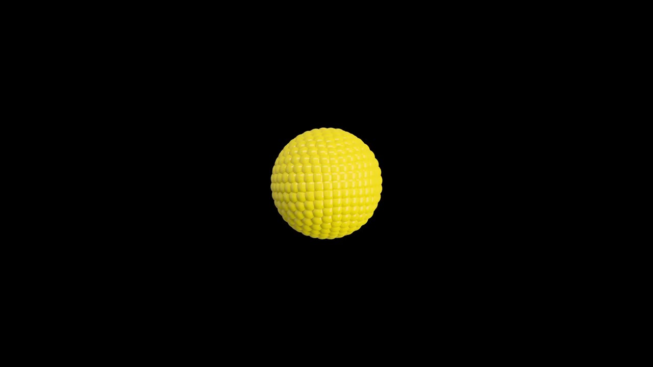 黄色的球在一个球体内滚动并形成新的球体环3d动画。无缝变形与球隔离在黑色背景与Alpha蒙版。视频下载