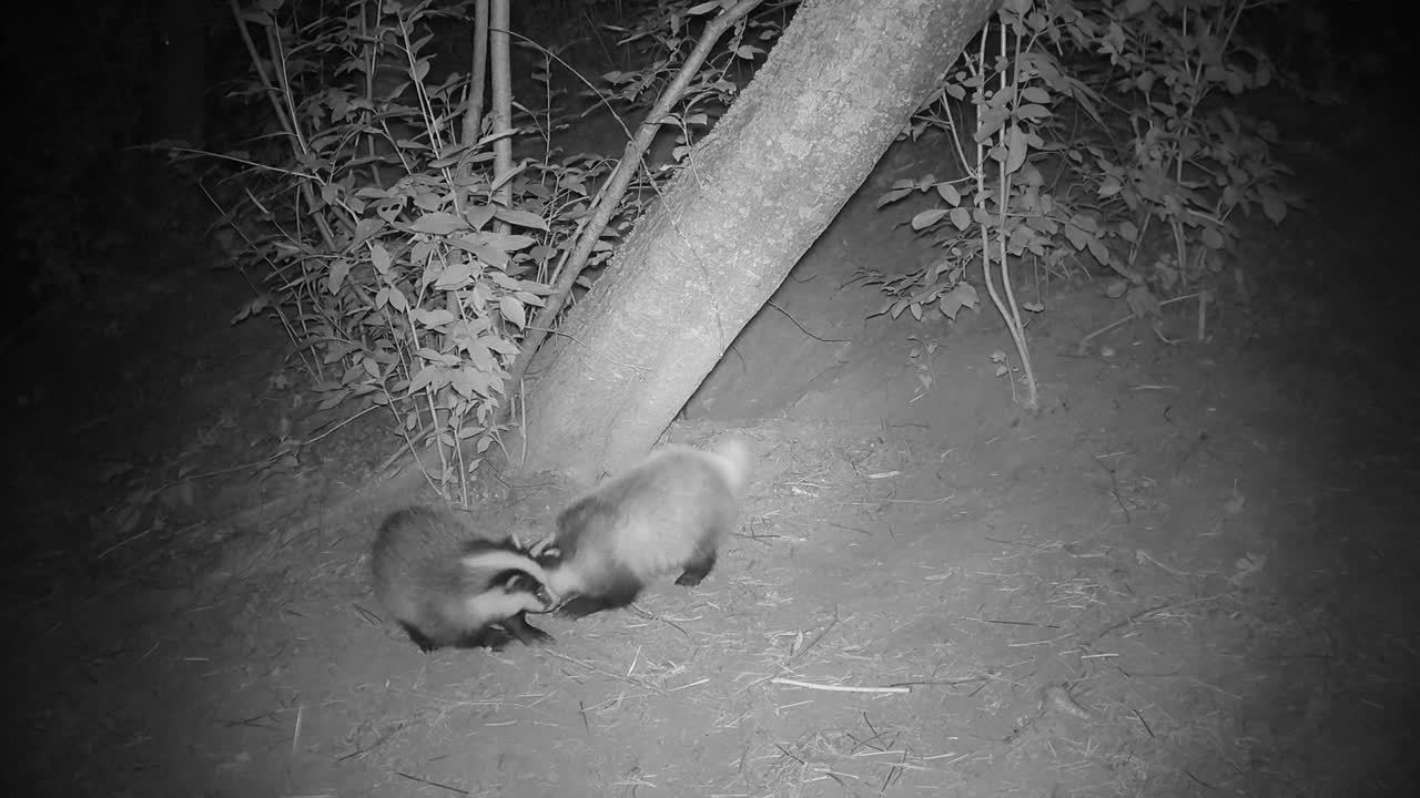 两只小獾在春夜玩耍视频下载
