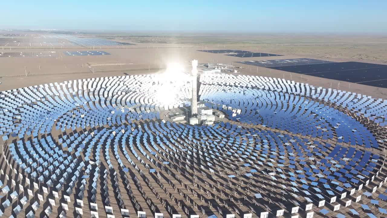 聚光太阳能电站，绿色沙漠能源视频下载