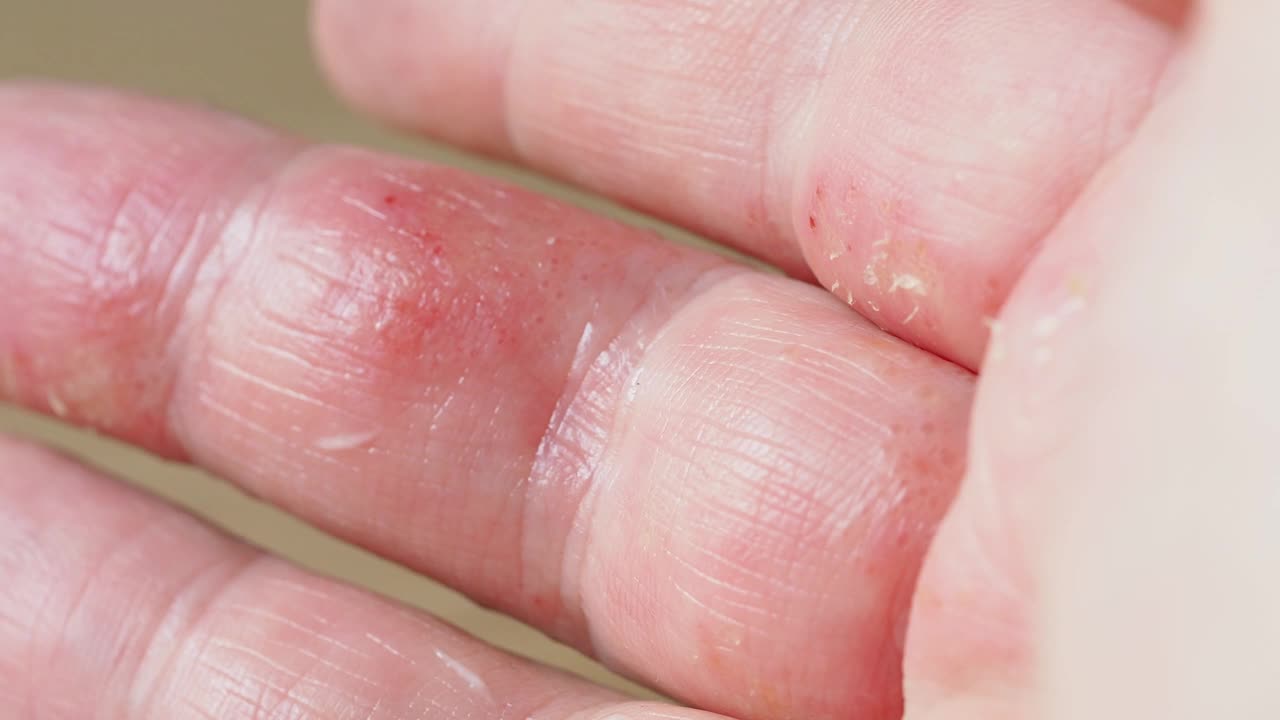 手和手指的特应性皮炎湿疹视频下载