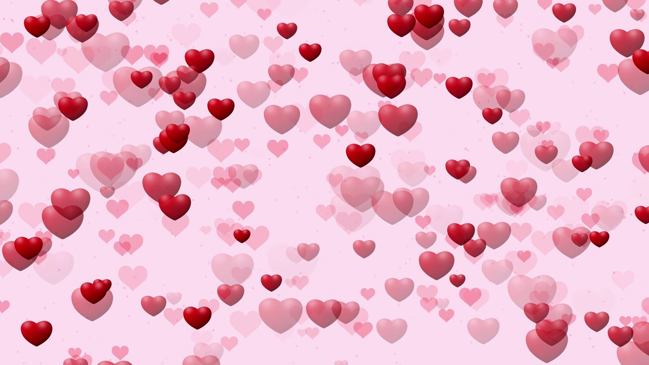 浪漫的红心在粉红色的背景上跳动视频下载