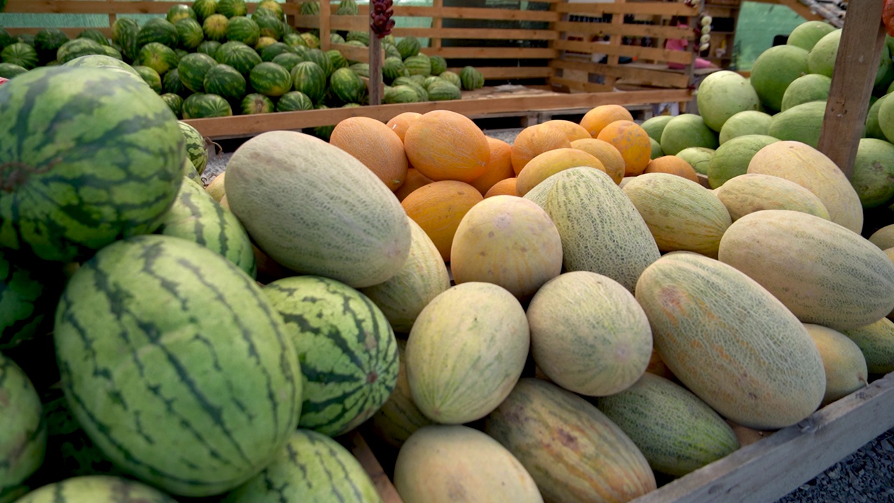 农贸市场的瓜，健康又清爽。视频下载