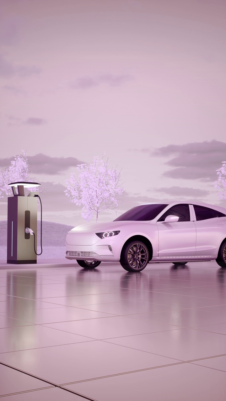 在电动汽车充电站充电的电动汽车- 4K分辨率视频下载