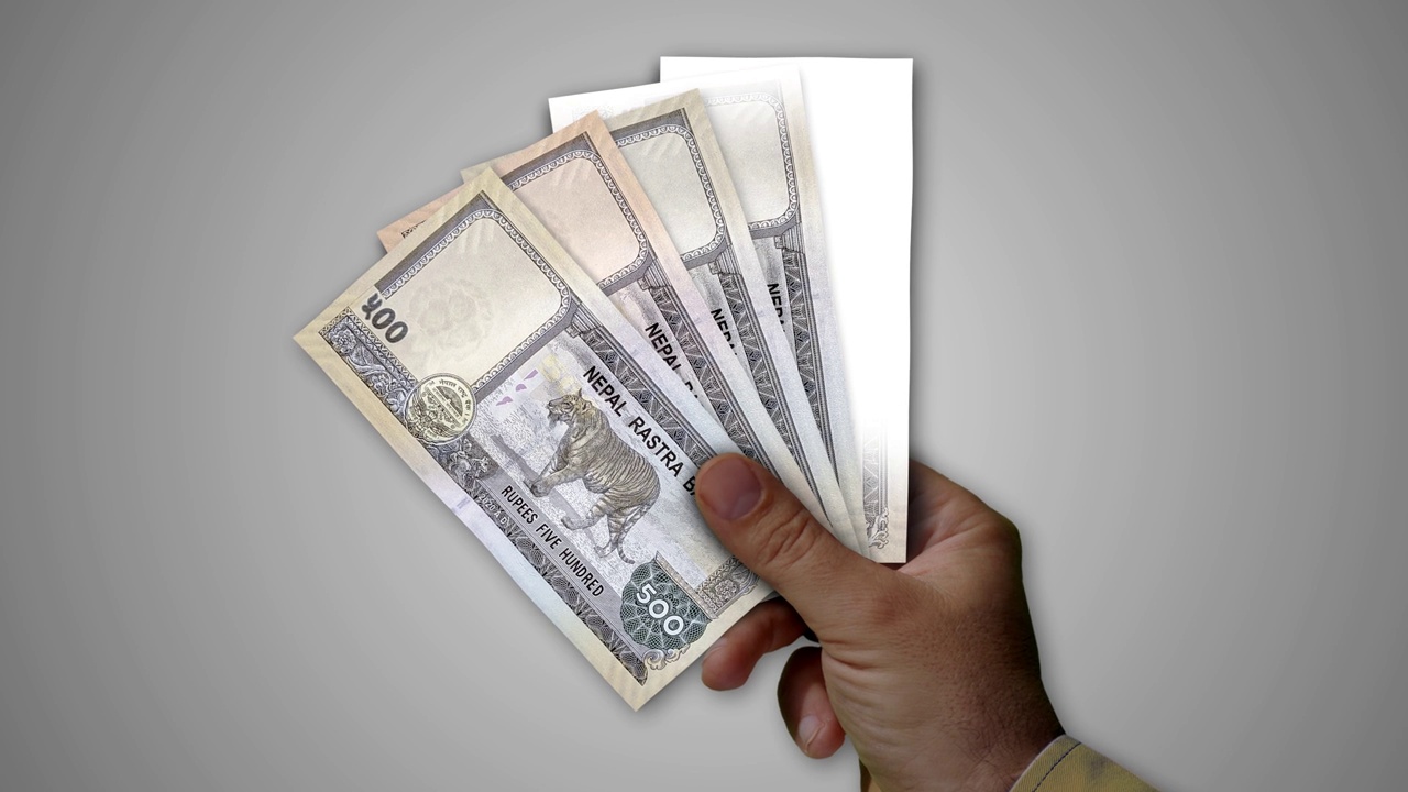 尼泊尔卢比钱迷手中的钞票视频下载