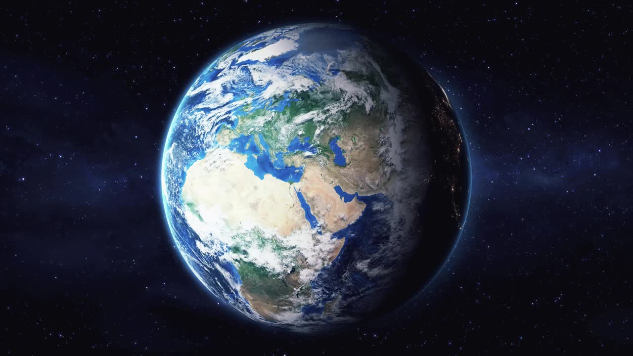 地球从太空放大到利比亚的黎波里的烈士广场。接着是通过云层和大气层进入太空。卫星的视图。旅游介绍视频下载