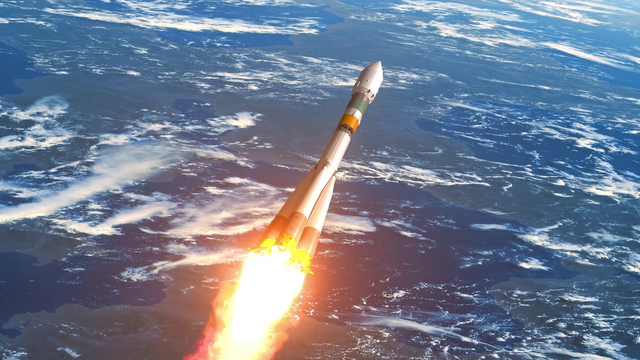 货运火箭在地球上空飞行视频下载