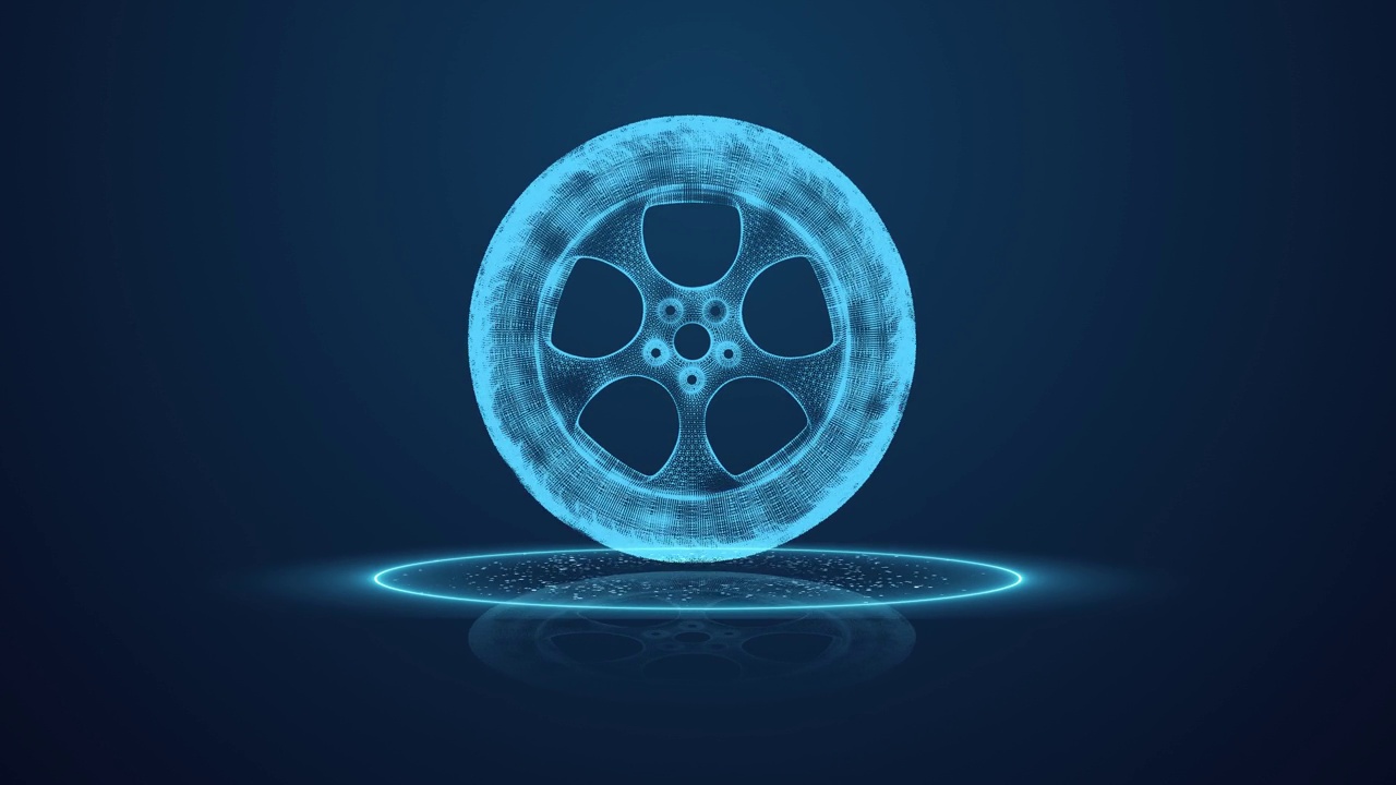 汽车车轮轮胎旋转扫描效果的无缝循环动画视频下载