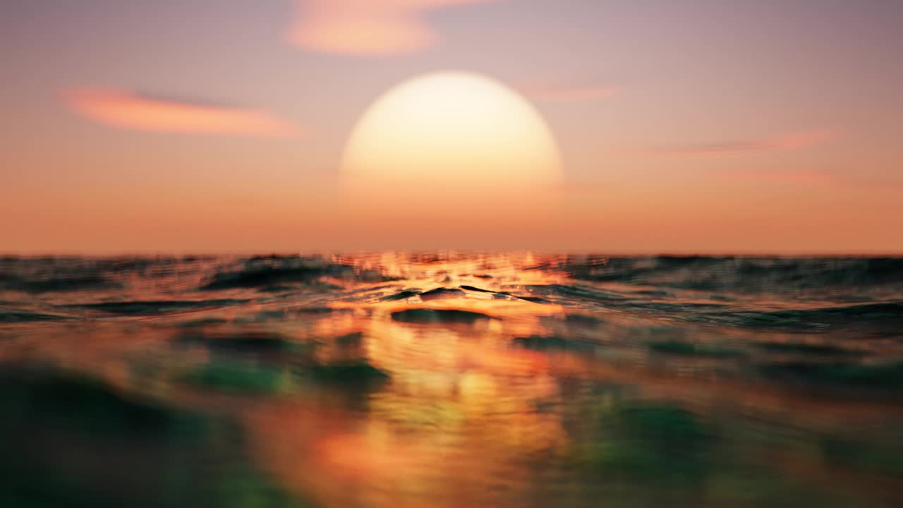 延时云在日落的天空和海浪海滩抽象的背景。自然和夏季的概念。3 d渲染。视频下载