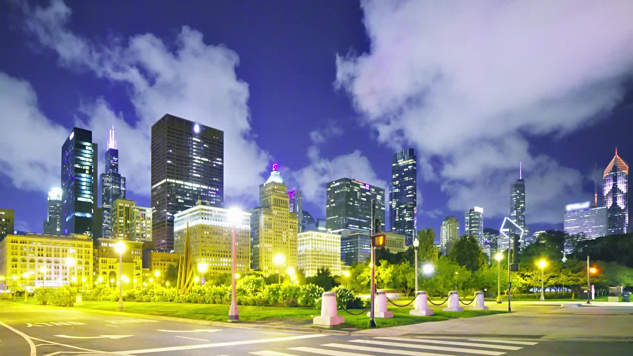 芝加哥夜景。视频下载