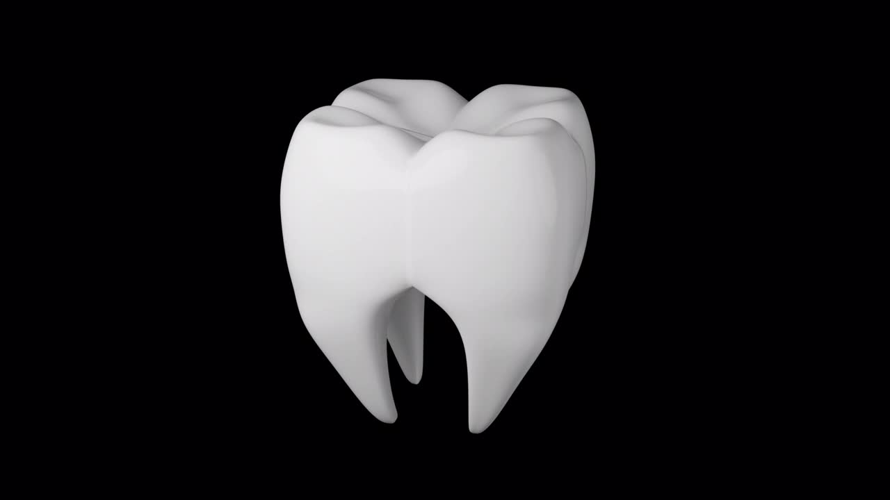 磨牙旋转背景与无缝循环3D渲染动画。健康牙齿概念。阿尔法哑光通道视频下载
