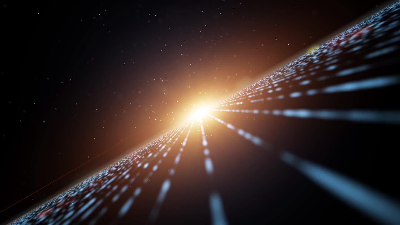 未来的网络空间技术网络数字线和点在宇宙中旅行的艺术空间道路上快速移动。视频素材