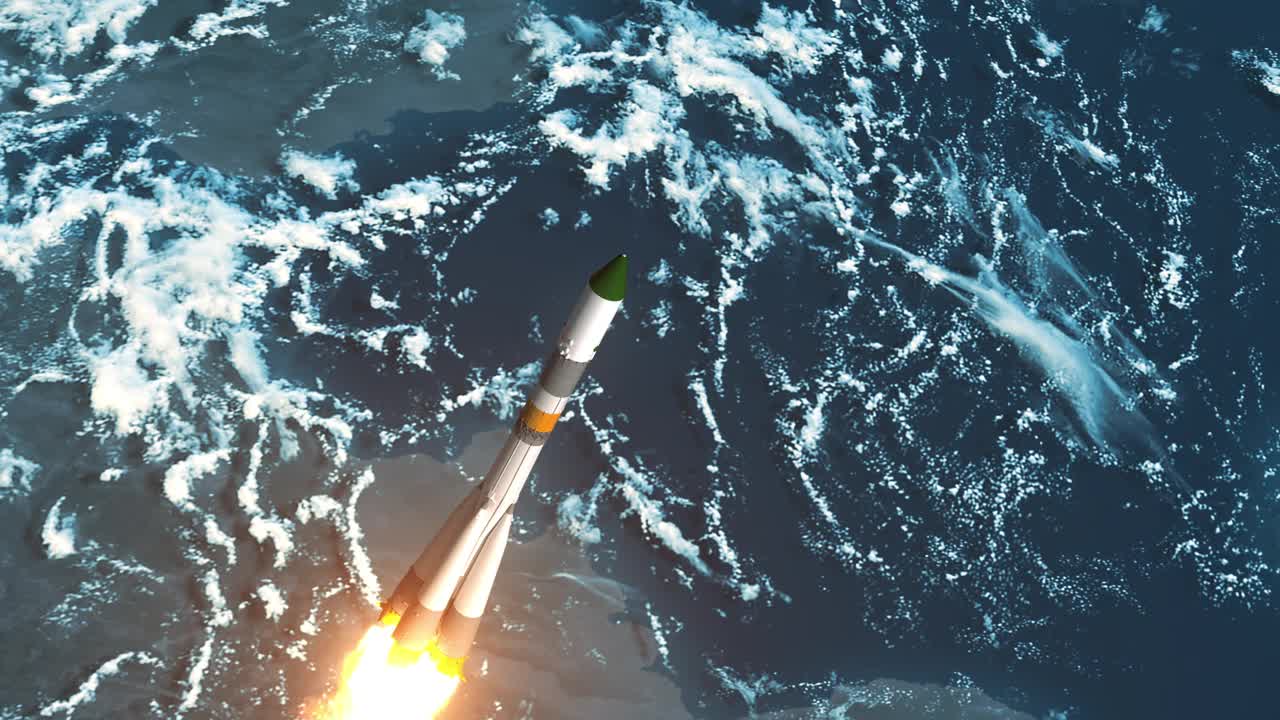 货运火箭在地球上空飞行视频下载