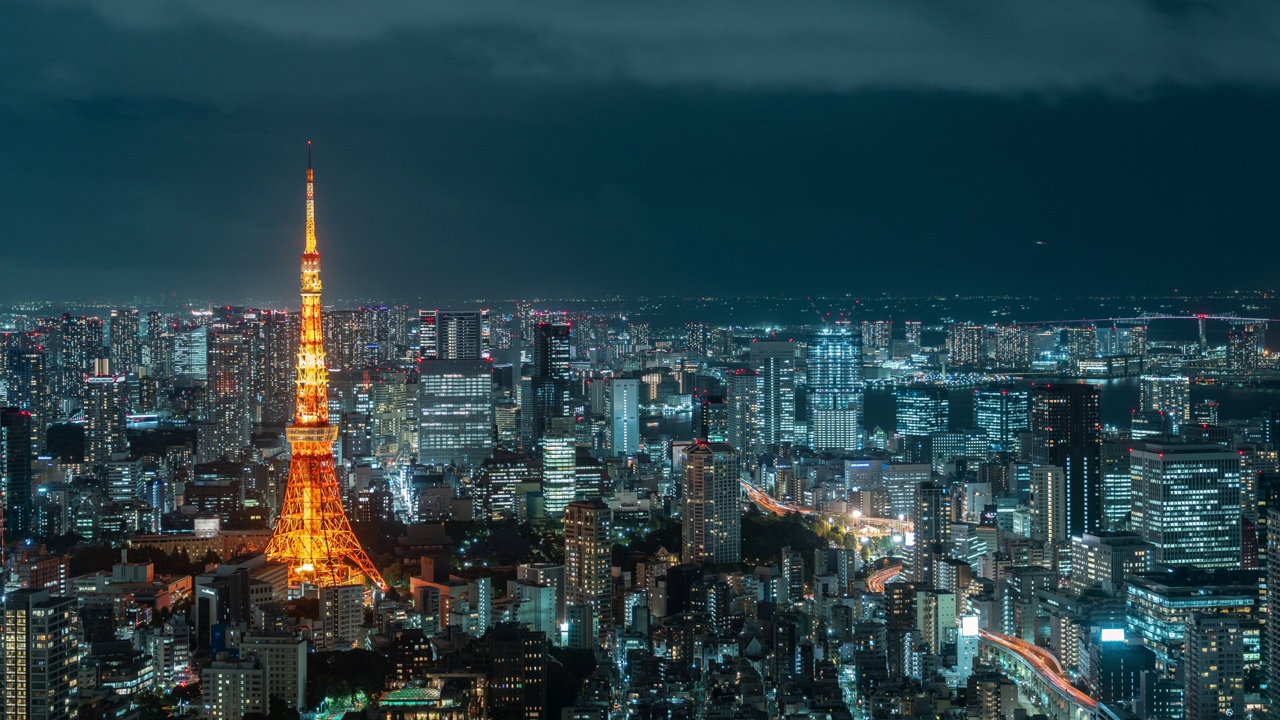 东京城市夜景的延时摄影，日本视频素材