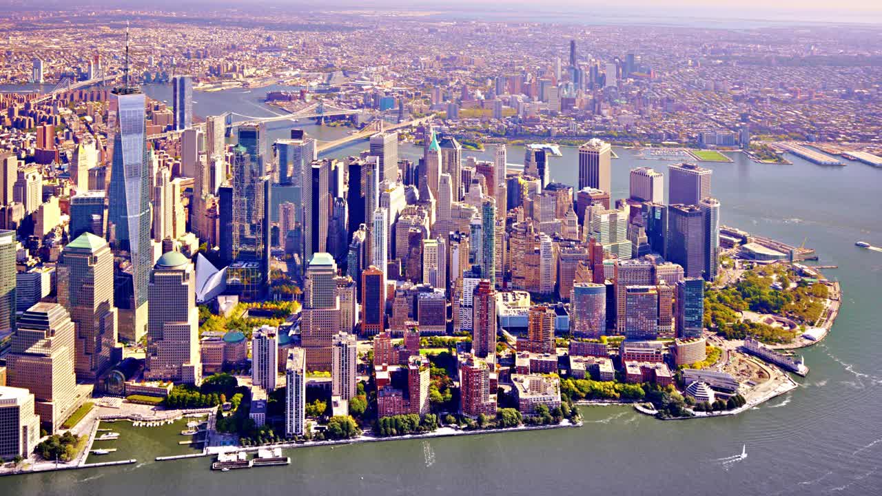鸟瞰纽约市的城市景观，纽约，美国视频下载