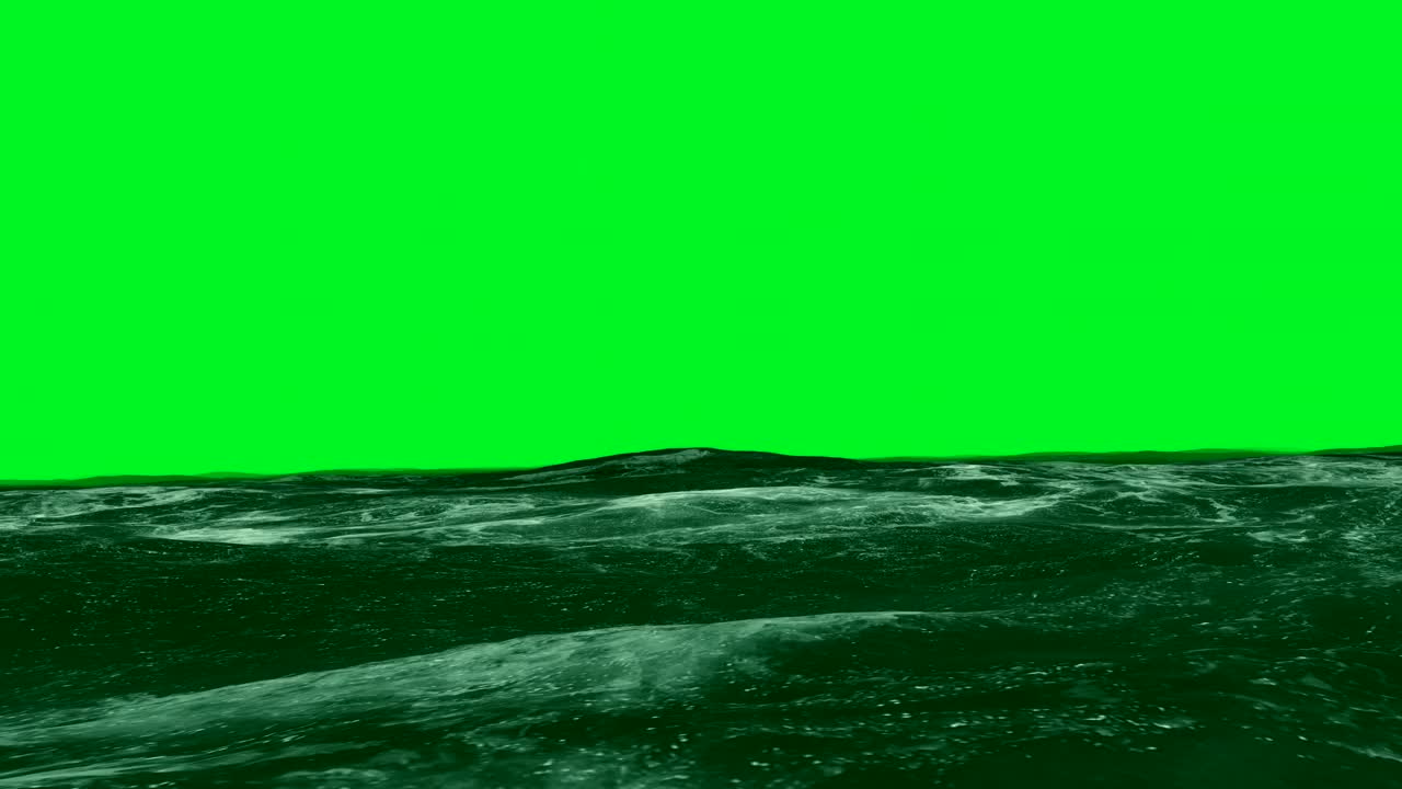 绿色屏幕上的海浪。色度键视频下载