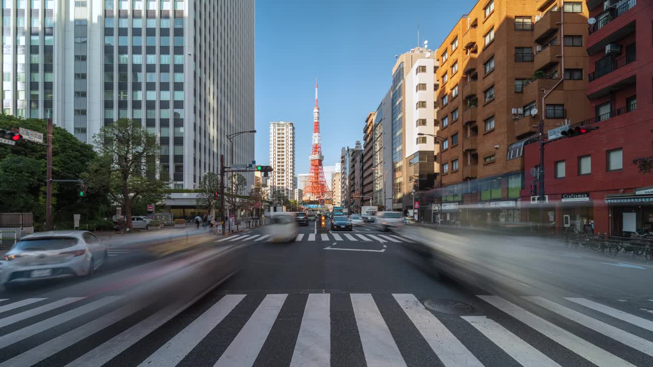 日本东京白天街道交通的延时视图视频素材