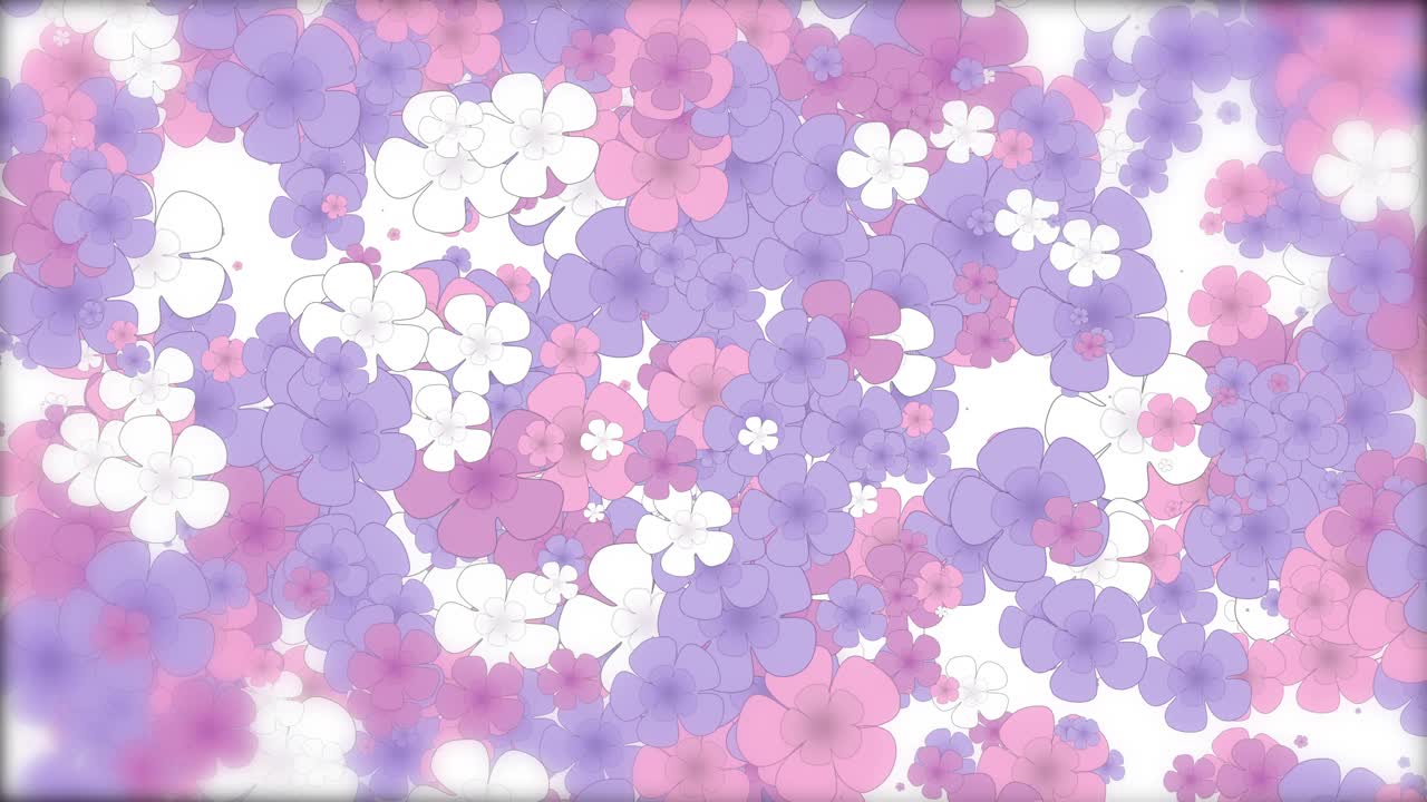抽象的花卉背景。粉红色和紫色小花的运动。弹簧循环动画。视频下载