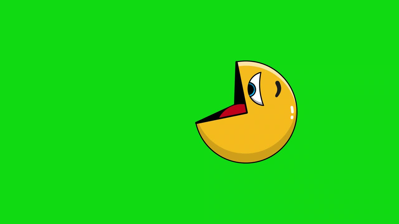 绿屏上的吃豆人表情符号:循环动画表情符号视频下载