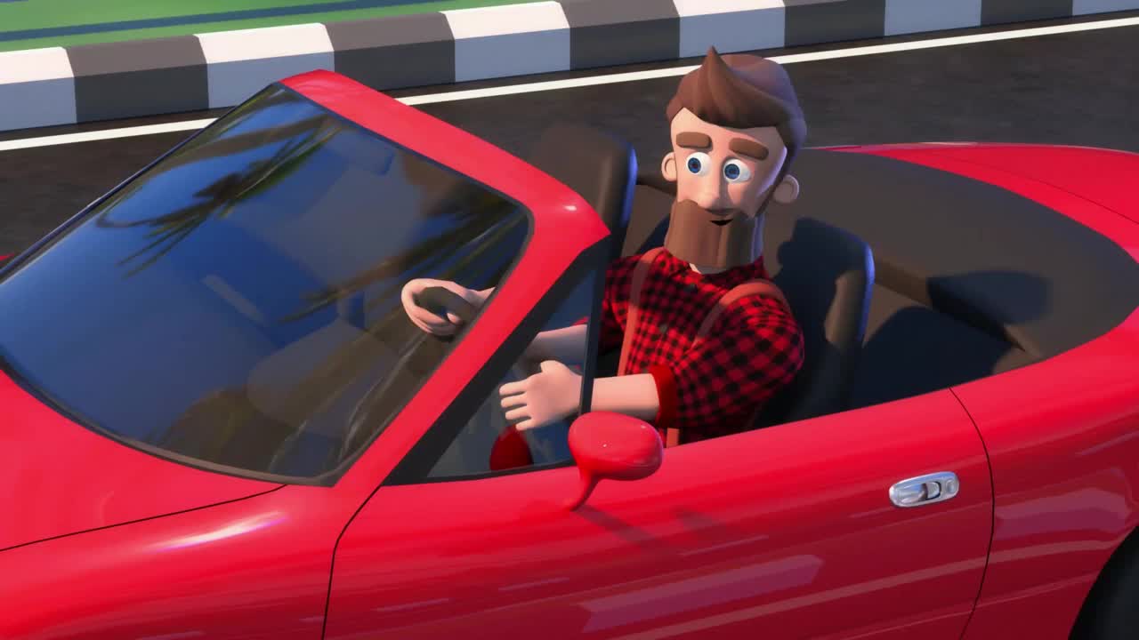 3d卡通驾驶汽车动画场景视频下载