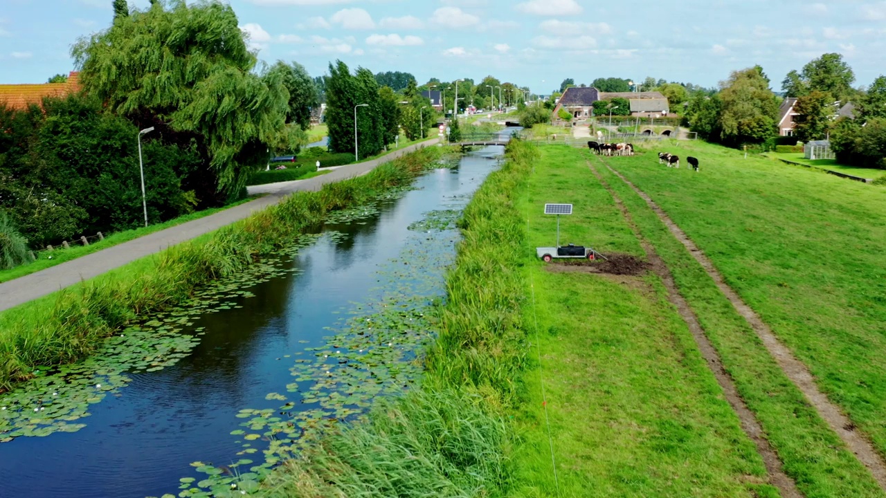荷兰圩田景观和村庄。视频下载