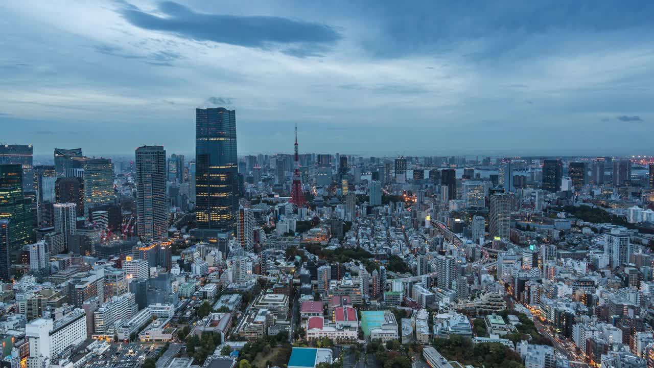 日本东京城市景观的昼夜延时视频下载