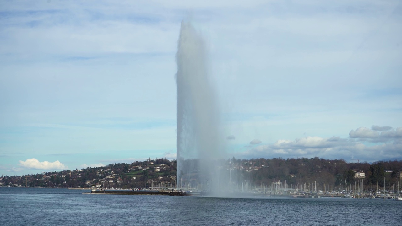 日内瓦喷泉。瑞士视频下载