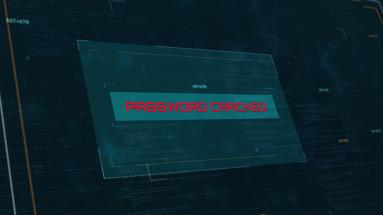密码破解警告:未来加载屏幕动画与计算机代码背景的网络安全视频素材