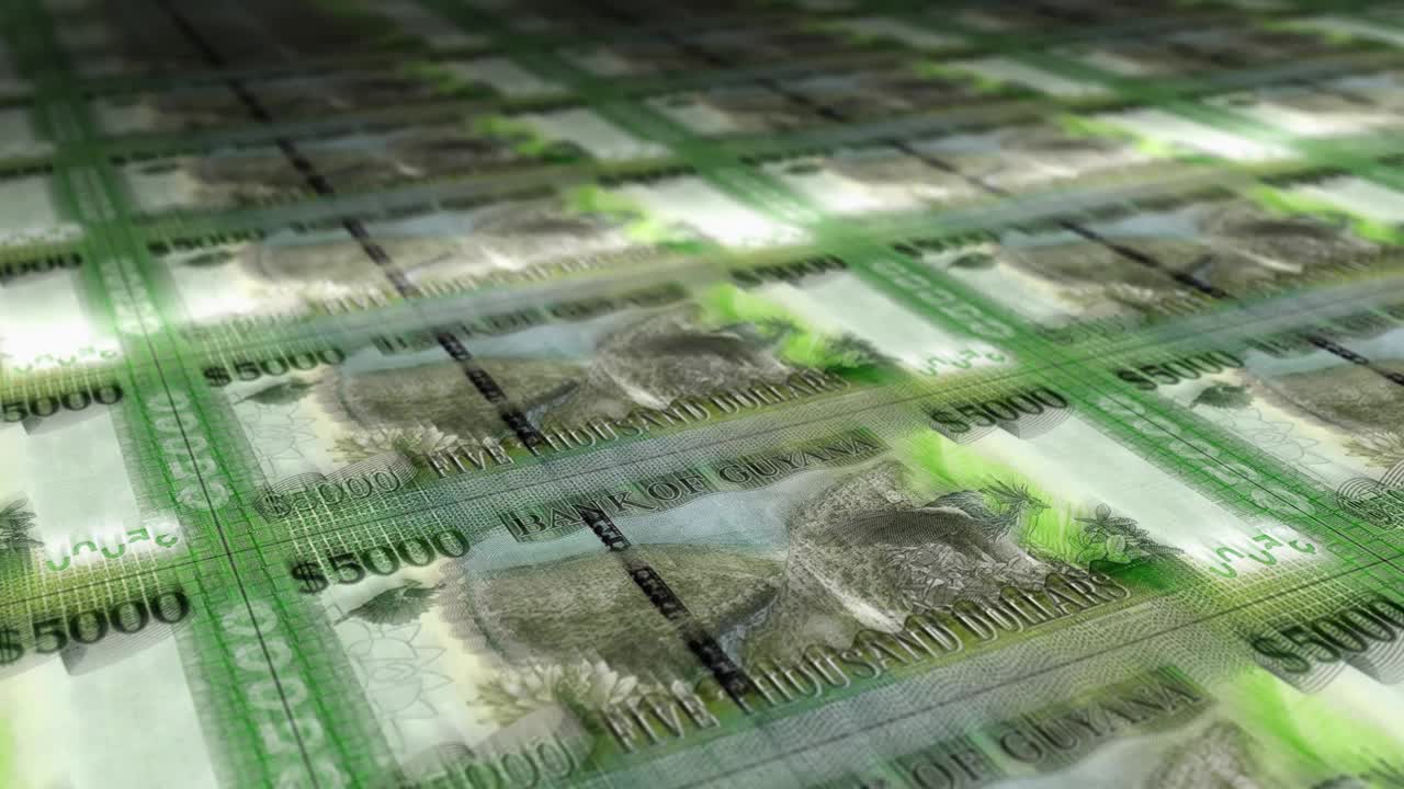 圭亚那美元钞票印刷无缝循环视频下载