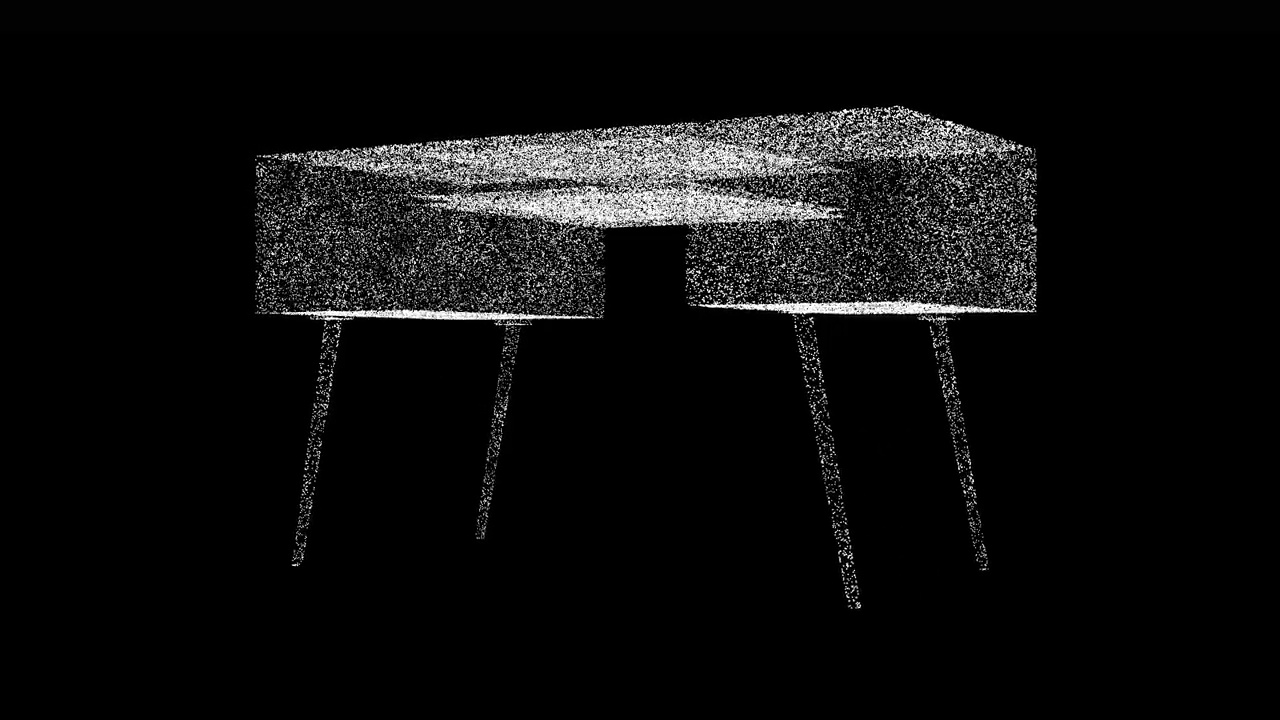 3D表格在黑色背景上旋转。办公室的概念。家里的家具。商业广告背景。用于标题，文本，演示。3d动画60 FPS。视频下载