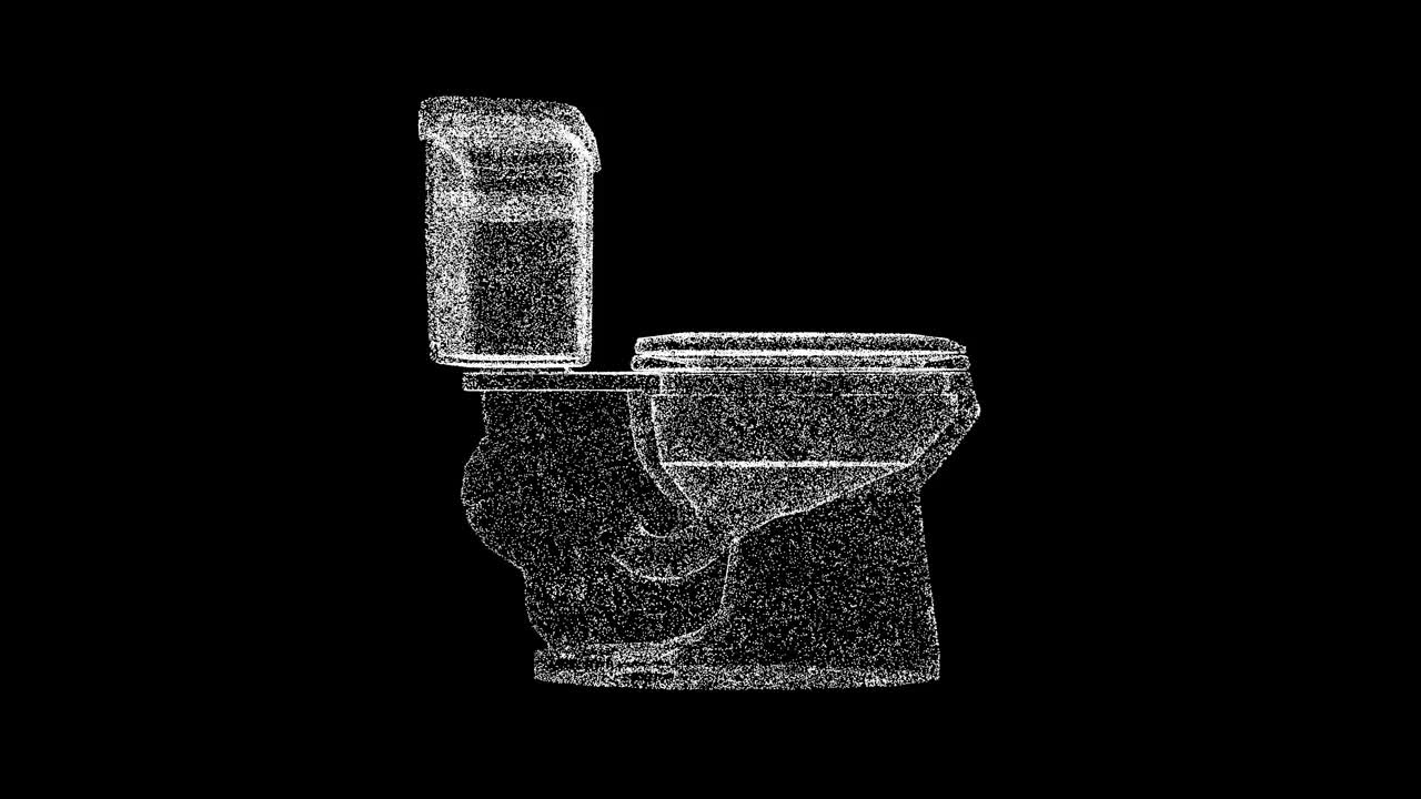 3D抽水马桶在黑色背景上旋转。管道的概念。现代抽水马桶。商业广告背景。用于标题，文本，演示。3d动画60 FPS。视频下载
