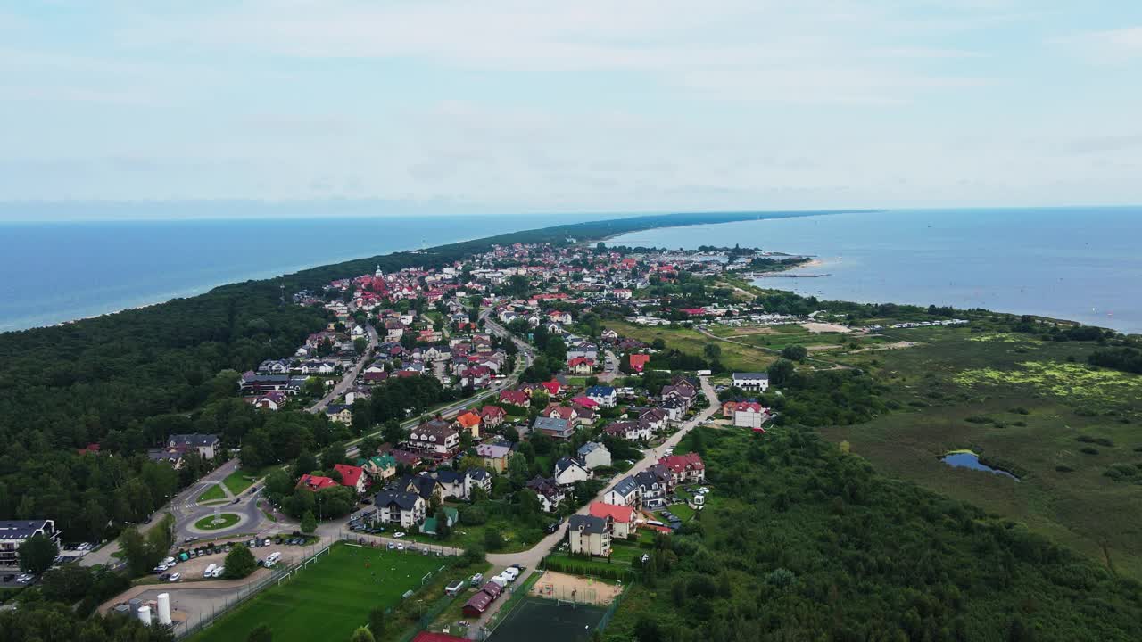 赫尔半岛波罗的海海岸鸟瞰图视频下载