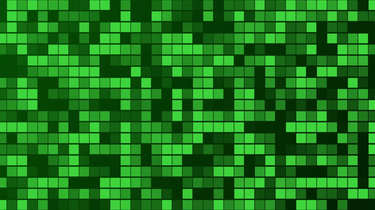 绿色几何马赛克抽象与光方块和数字纹理设计视频下载